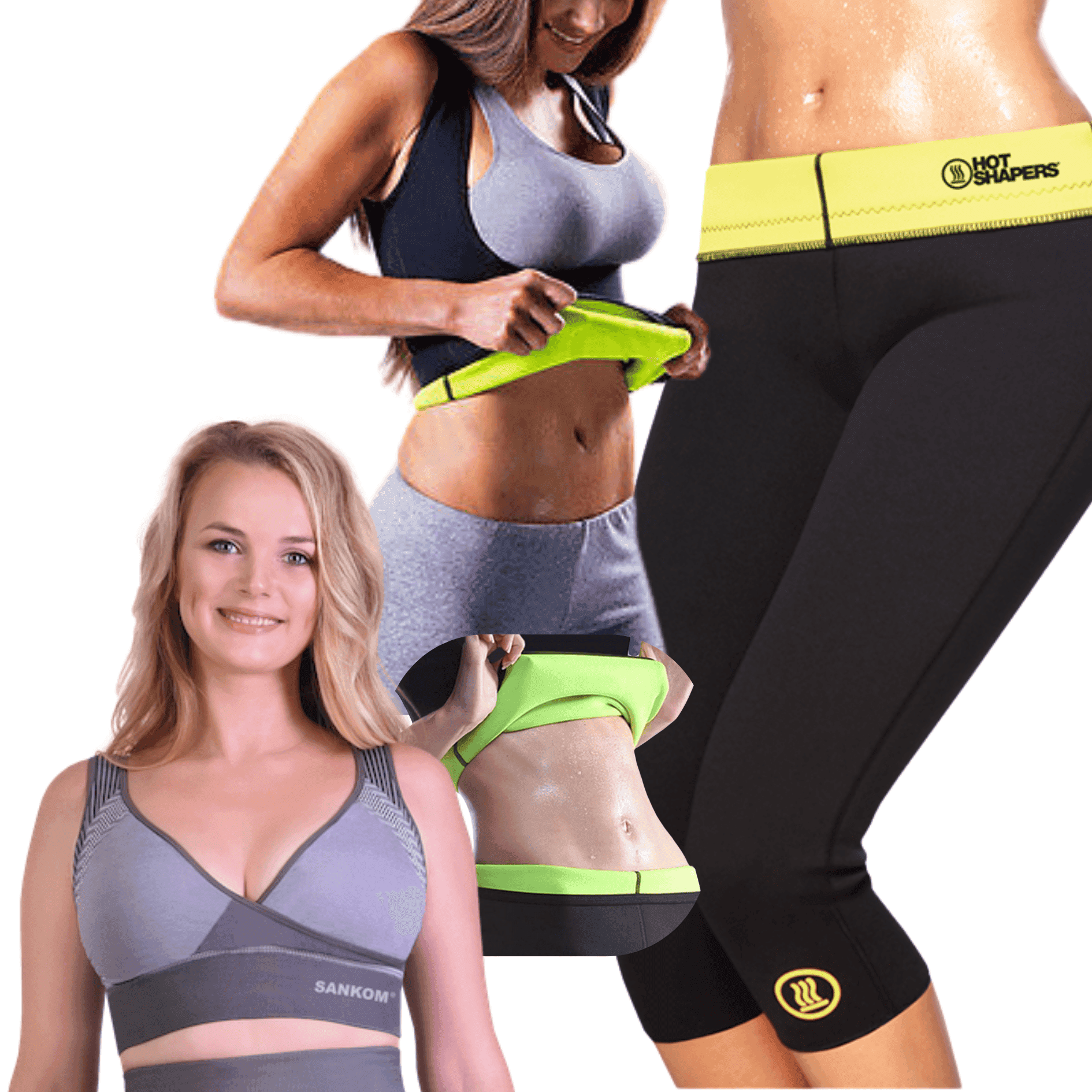 Combo Ropa Fit - Calza Térmica Hot Shapers + Camisilla Térmica Redu Shaper T-Shirt + Sostén Sankom Premium Bra de Bamboo